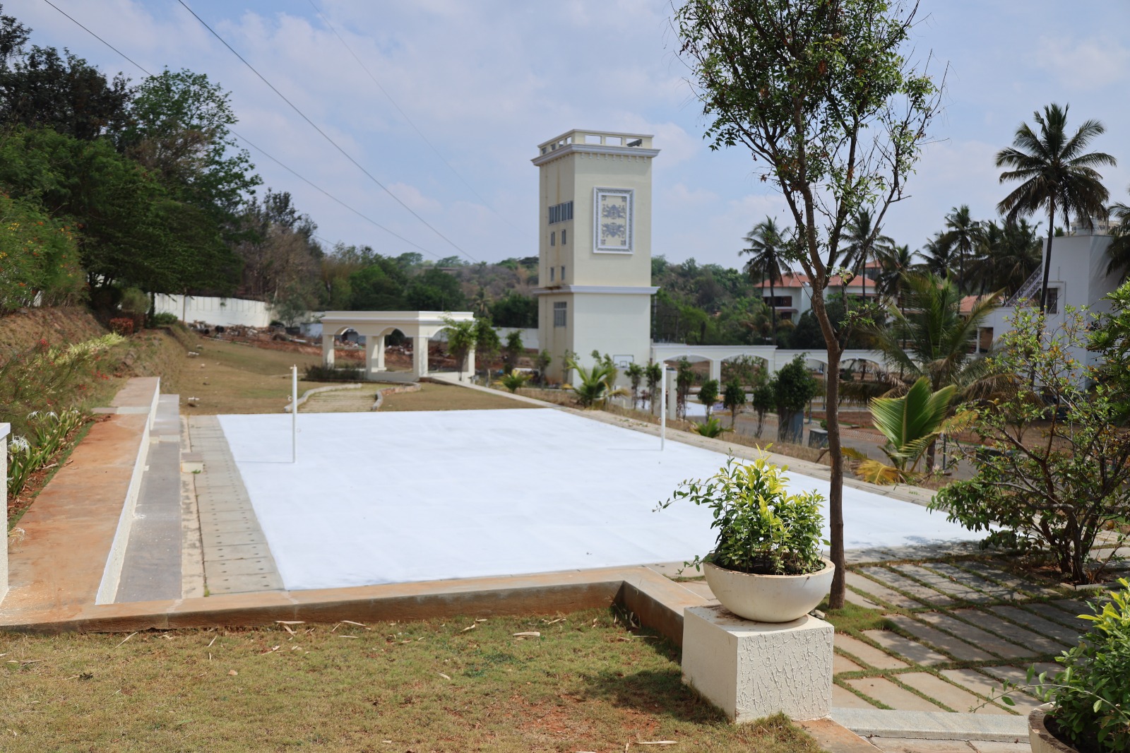Outdoor Badminton Court at Sri Krishna Villa – SLV Housing Sports Amenities